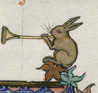 Afbeelding van een konijn met trompet